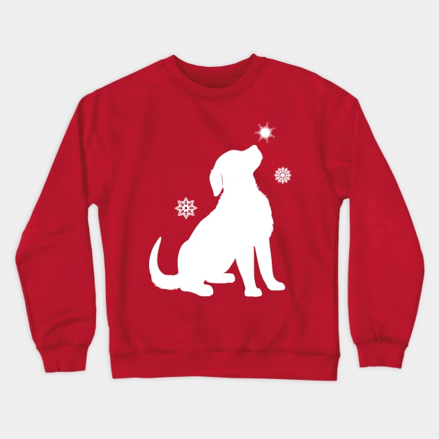 Golden Retriever Puppy with Snowflakes at the Holidays Crewneck Sweatshirt by PenguinCornerStore